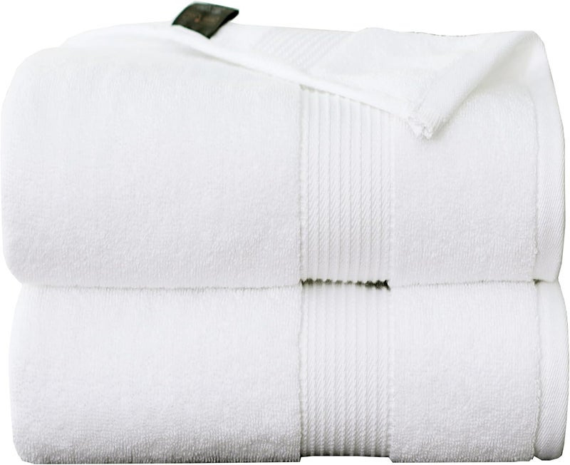 Siesta Zen Premium 100% Egyptian Cotton Bath Towels - Pack of 2, 70x140cm, Super Soft & Absorbent, 600 GSM, Quick Dry, Fade Resistant (White) - Image 1